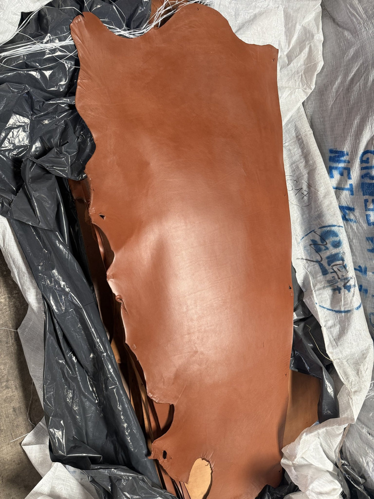 Tan finished leather side