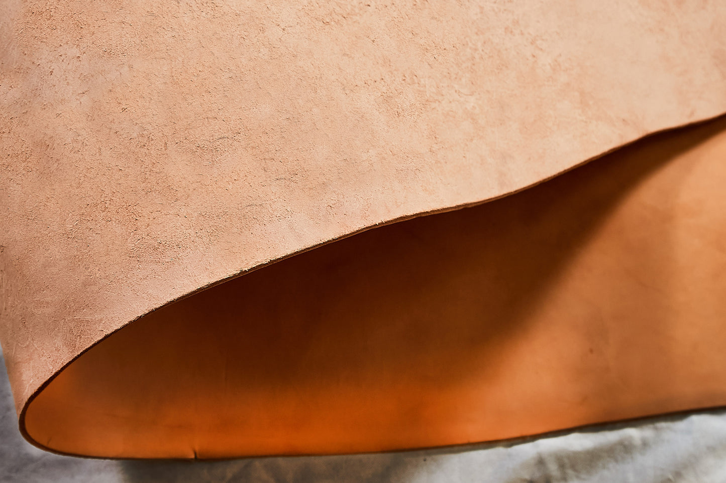 Natural leather rolled skirting side hide