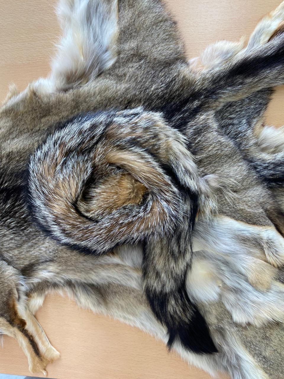Chrome tanned fox pelts, fur detail