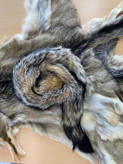 Chrome tanned fox pelts, fur detail