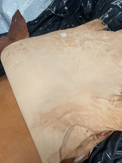 Buffed flesh side of a natural skirting bull side